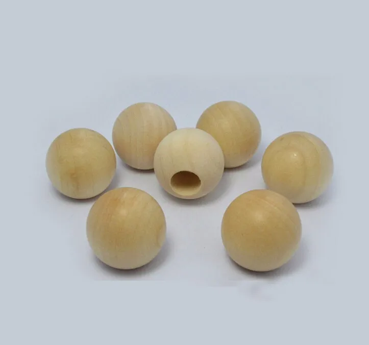 11/4" Wood Ball Dowel Cap With A 5/8" Hole,Unfinished Wood Rod End Cap