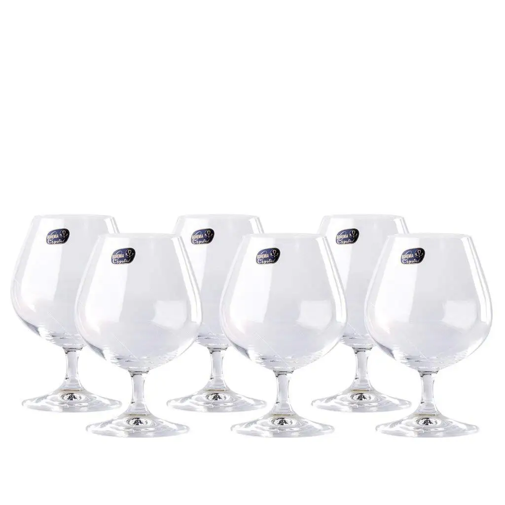 Crystal Brandy and Cognac Snifter Glasses Set of 6 Elegant and Durable Bohemian Glass 400 ml 