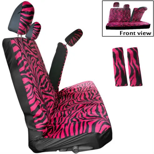 Hot Pink Zebra Animal Print 1 Black Front Rear Bench Row Truck