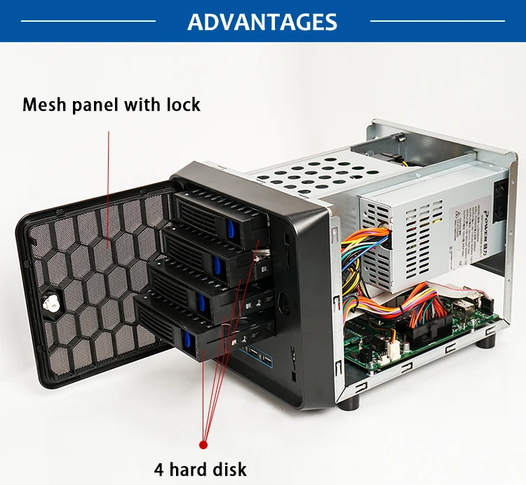 4 Bays Microatx Mini ITX NAS Сервер с памятью материнской платы и системой ...