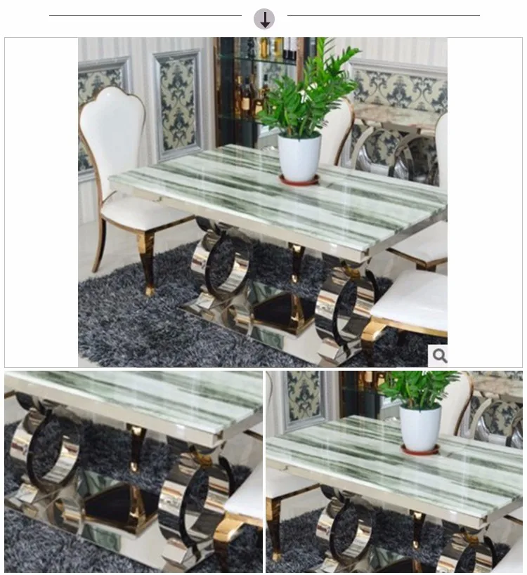 Modern Marble Top Stainless Steel Dining Tabel 6 Set Buy Marble