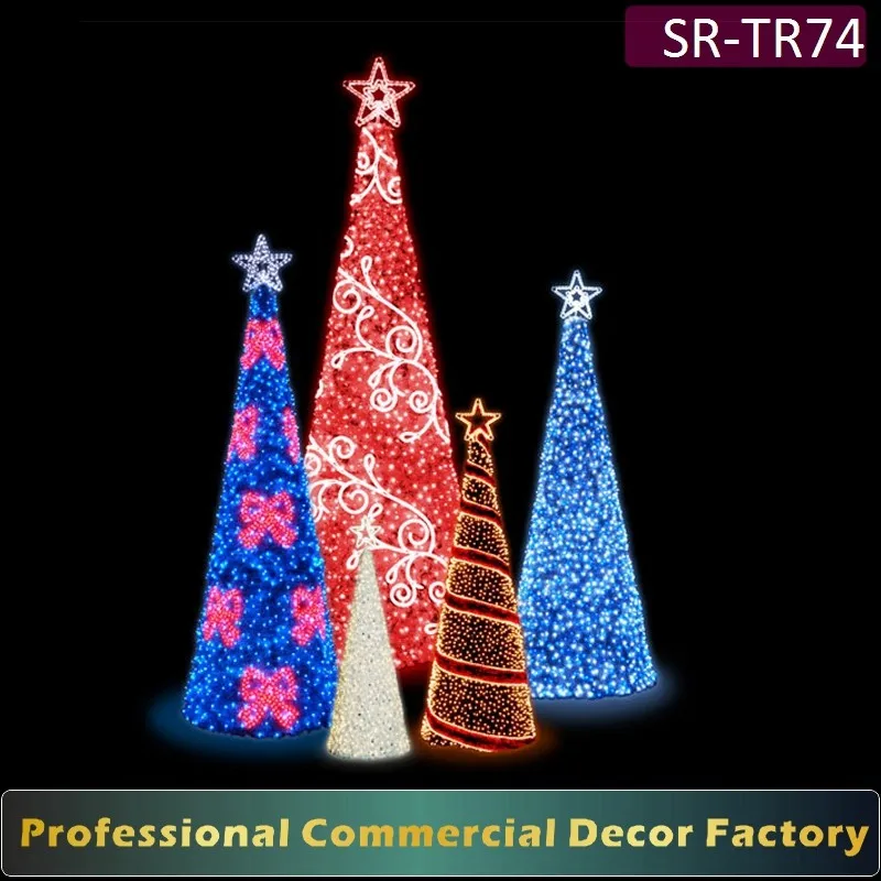 Customize 4m 5m 6m 8m 9m 12m 15m Outdoor Large Led Christmas Cone Tree