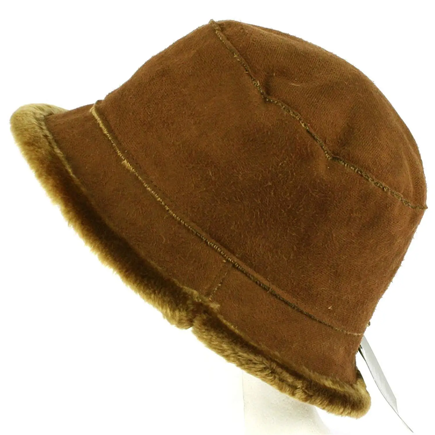 SK Hat shop Winter Ladies Faux Fur Suede Crusher Crushable Foldable Bucket Ski Hat Cap