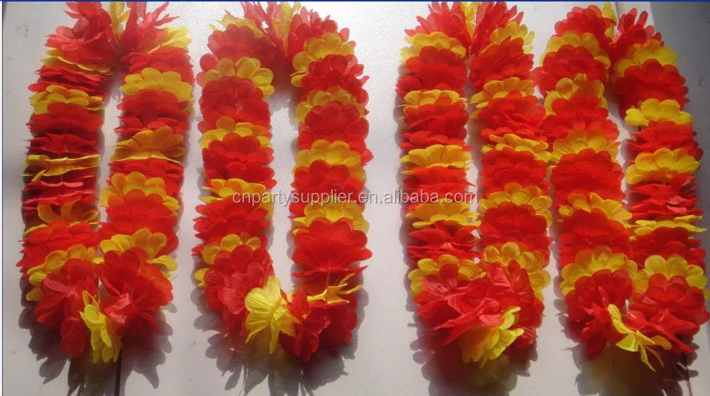 Hawaiian Silk Flower Lei Luau Party Hula Wedding Graduation Plastic Artificial Hawaiian Lei
