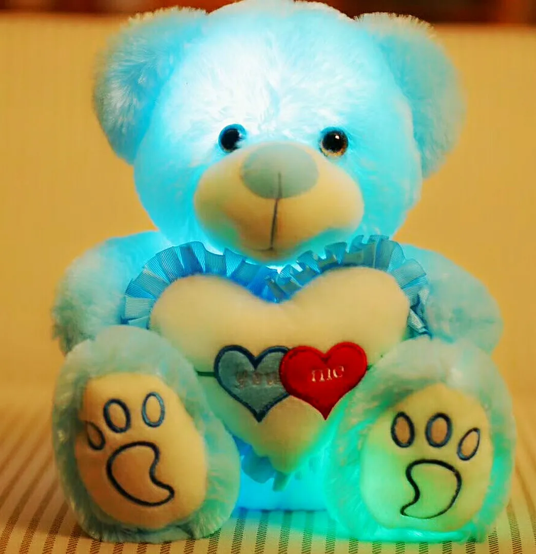 Teddy Bear Stuffed Animals Plush Toy Light Up LED Glowing Lovely Valentine Gift 