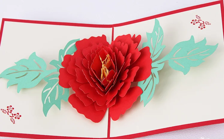 Easter Beauty 3D Peony Flower Handmade Kirigami Best Wish Greeting Card Gift SK 