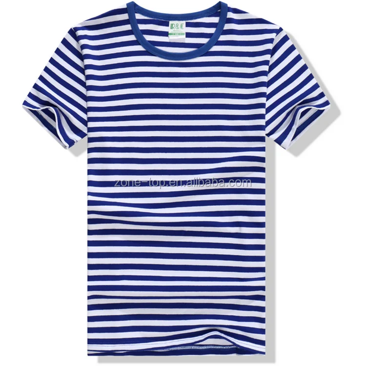 Wholesale Striped T-shirt Custom Knit Sailor Navy Stripe Custom Cotton ...