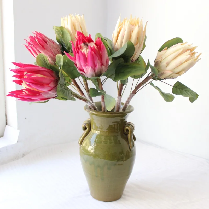 65cm Highend Emulation Stylish Giant King Protea Flower Long Stem Silk