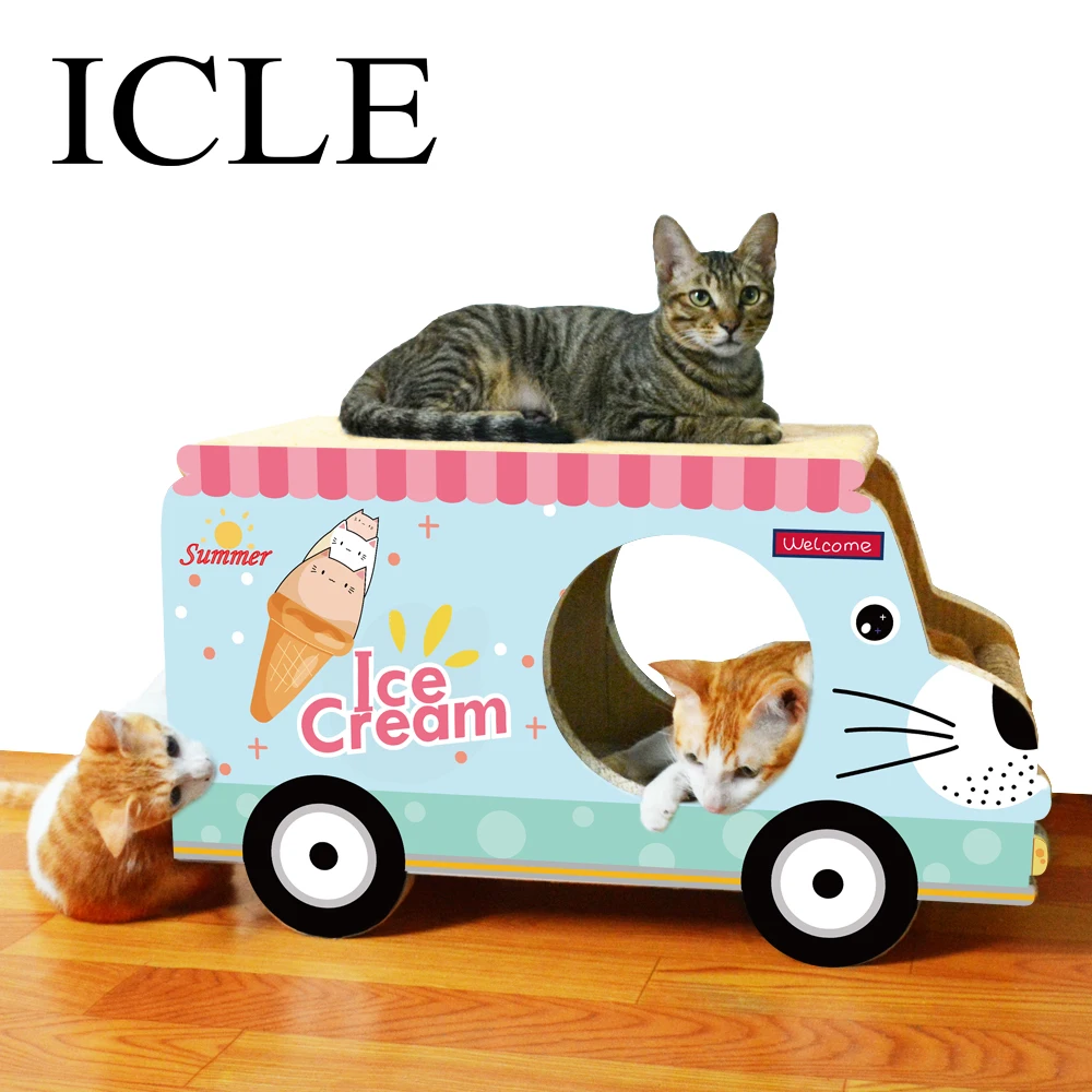 Icle-cat Products Gato Toys Car Shaped Room House Boxes-ic-1043-blue ...