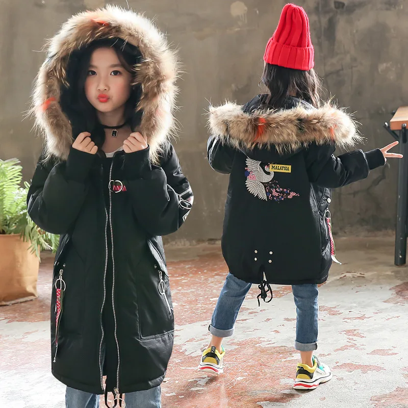 Girls Children Kids Warm Outwear Parka Hooded Long Sleeve Thick Winter Jackets 