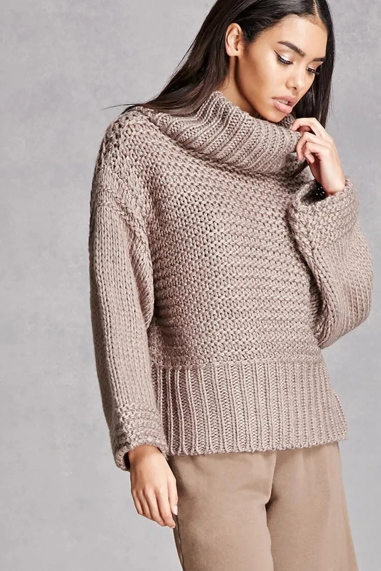 Oem/odm Oversized Ribbed Knit Turtleneck Wool High Neck Sweater For ...