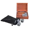 Gift 9 Pieces Whiskey Stones Set with Wood Box and Velvet Freezer Bag