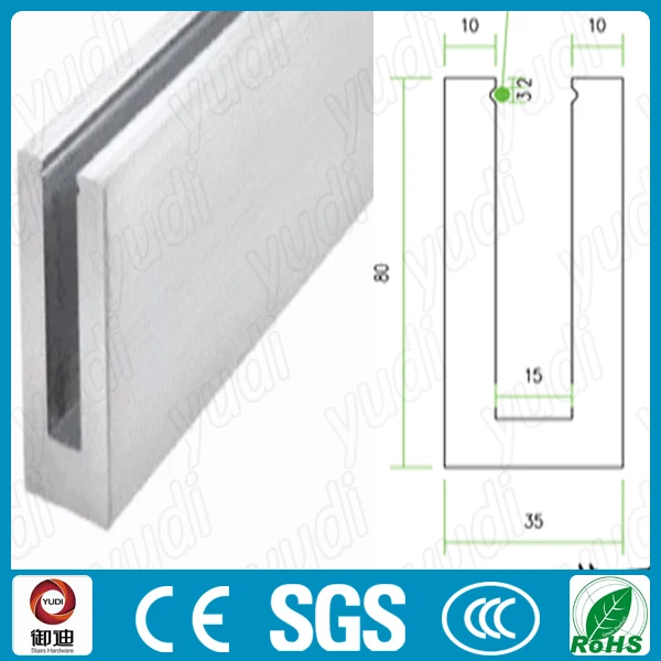 channel handicap system Balustrade/railing U Aluminum Glass Channel/shoe Base