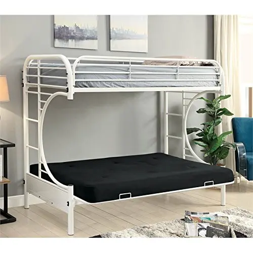 twin bunk bed with futon on bottom