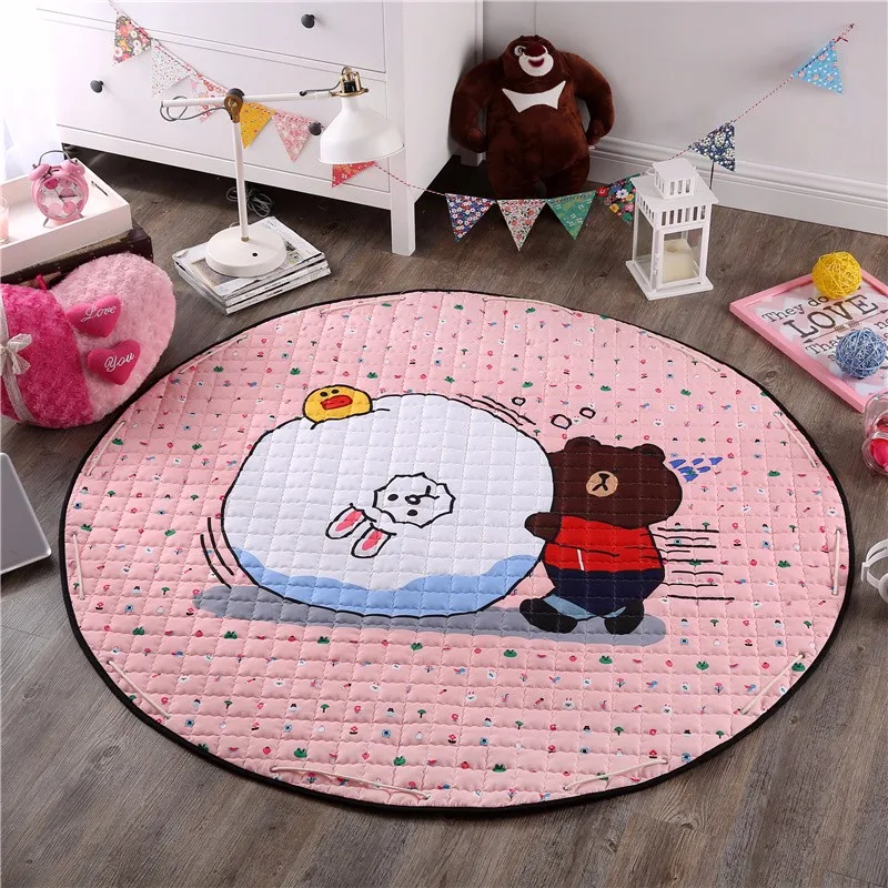 Bedroom Livingroom Circular Floor Mat Baby Crawls Cushion Receive Bag