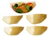 Compostable single-use bamboo boat shaped plate dishes