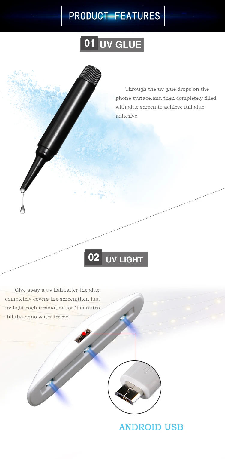 9h Mobile Phone Screen Protector Full Adhesive Uv Glue Tempered Glass