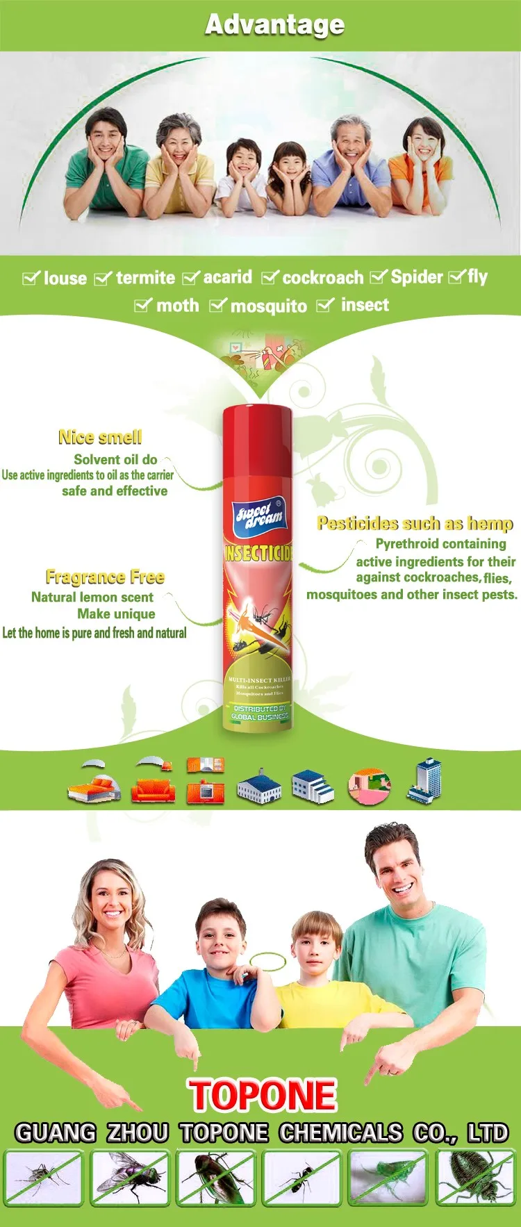 SWEET DREAM Insecticide spray , Aerosol insecticide spray chemical formula insecticide China supplier