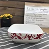 2018 new design square bakeware with decal decoration white porcelain