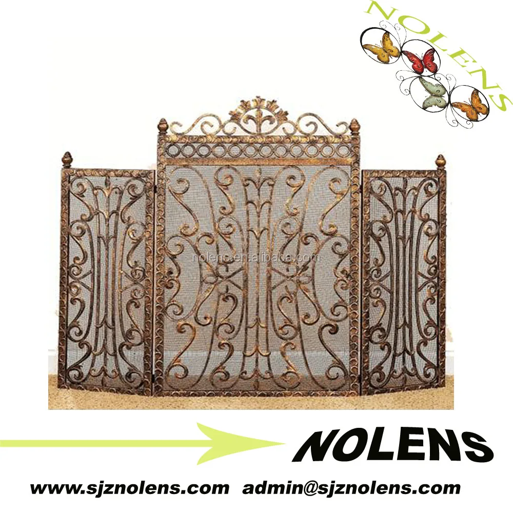 Fleur De Lis Accent Three Panel Fire Screen 4 Acanthus Leaf Fire