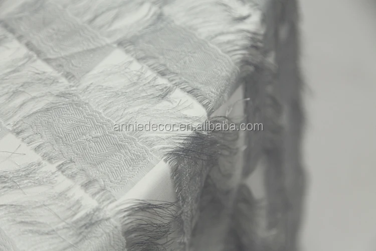 Fancy MaoMao yarn organza ruffled gray round table cloth wedding