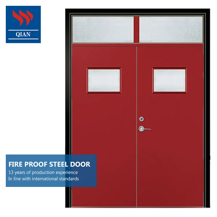 Commercial Fire Rated Double Swing Steel Door Exterior Double Leaf