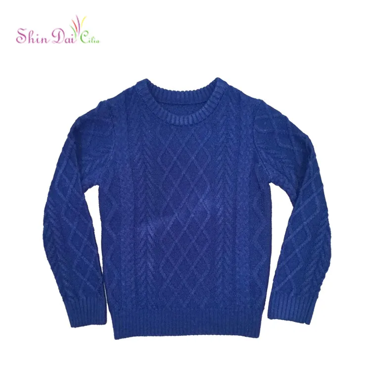 OEM Service Winter Knitting Patterns Children Kids Boy Pullover Blank Cable Sweater