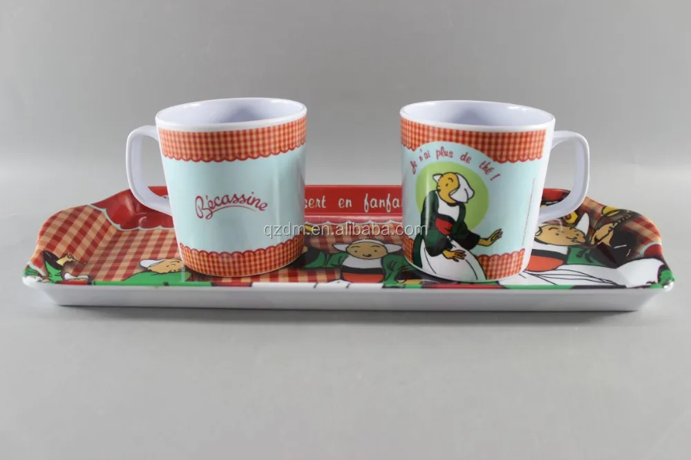 melamine serving tray and cup set