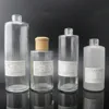 Simple Round Shape 250ml 500ml Cylinder Glass Jar Cork Lid Wooden stopper Food Storage Glass Jar