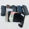 TA120 RFID Blocking Aluminum Wallet Automatic Pop-up Card Case Holder Slim Leather Front Pocket Wallet With Back Coin Pocket