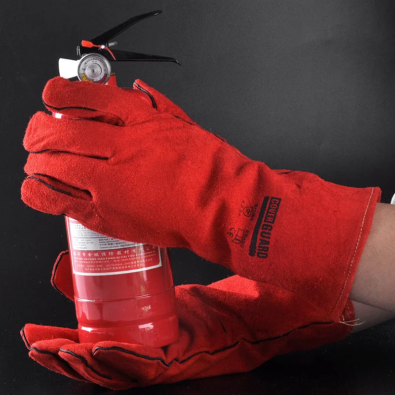 Red Cow Leather Welding Gloves,Cow Leather Welding Working Glove,Split
