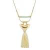 Handmade Trends Korean Funky bohemian bead plating gold cotton long tassel necklace