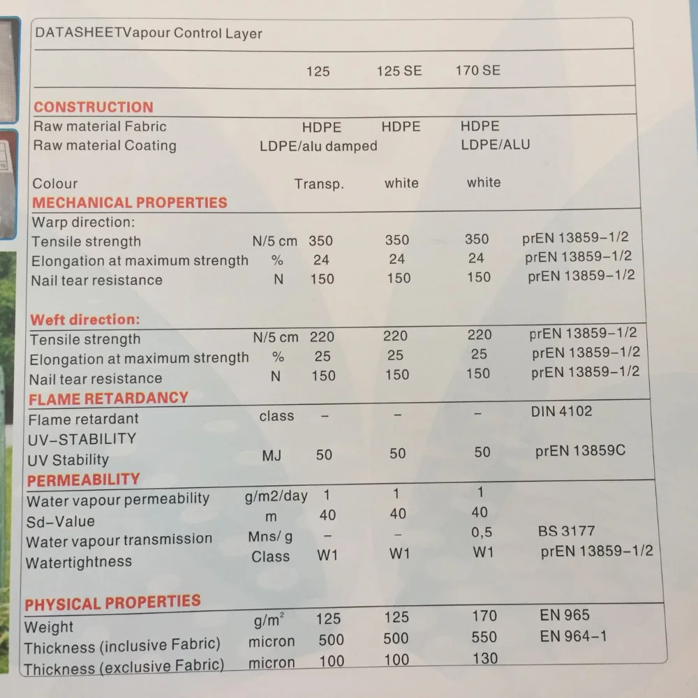 Kingway Breathable Vapour Barrier Membrane/ Waterproof Vapour Barrier