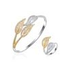 Charm two tone jewelry AAA zircon gold plated silver bracelets bangles