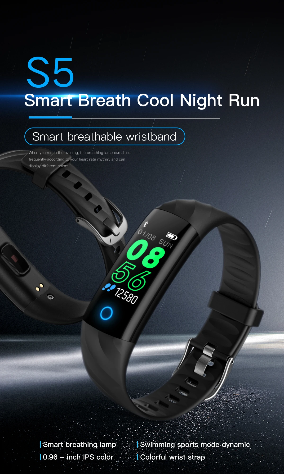 Factory OEM Bracelet Fitness Health Tracker Smart Bracelet Watch Incoming Call Smart Watch Wrist Band S5