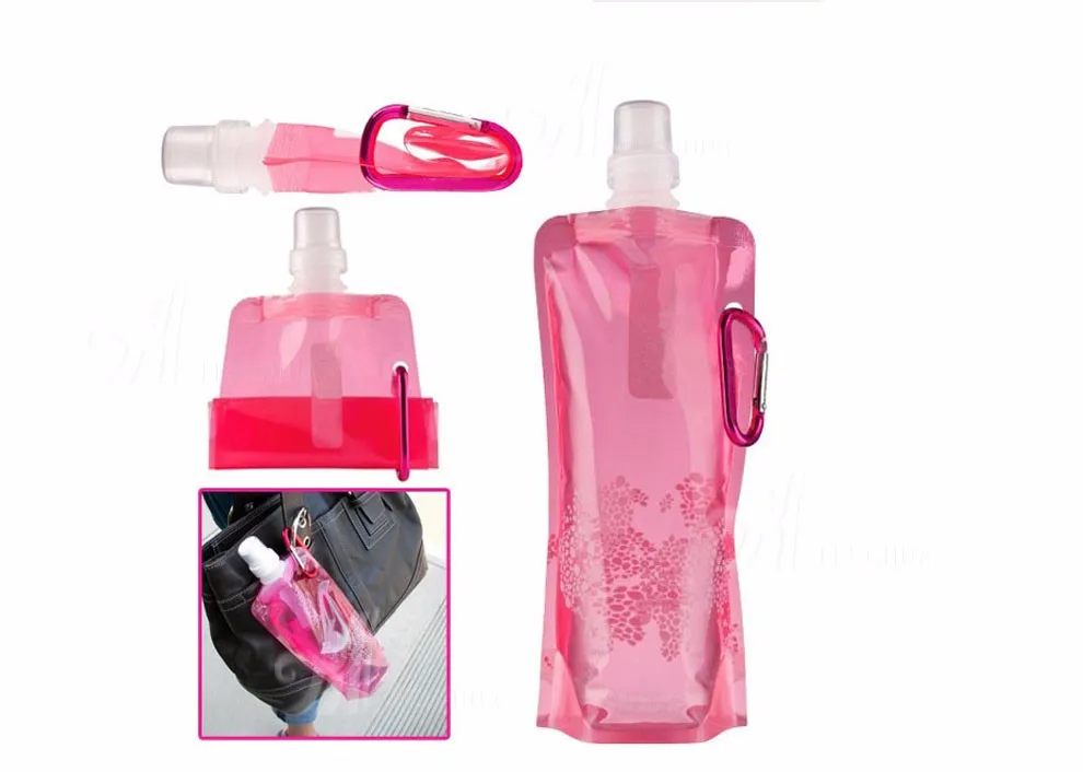 480ml Foldable Plastic Water Bottle , Drinking Water Bag