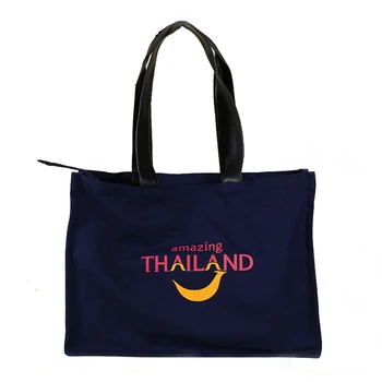 black canvas tote bag with zipper