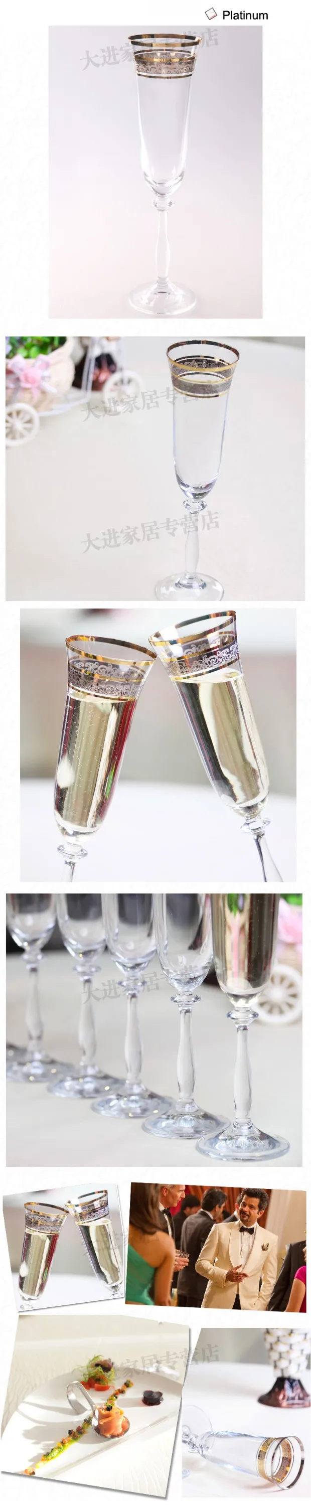 Luxury Decorative Bohemia Lead Free Crystal Champagne Flute Glass
