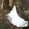White Saudi Arabia Beautiful Floral Appliqued Cathedral Train Zipper Button Back Long Sleeve Muslim Wedding Dress