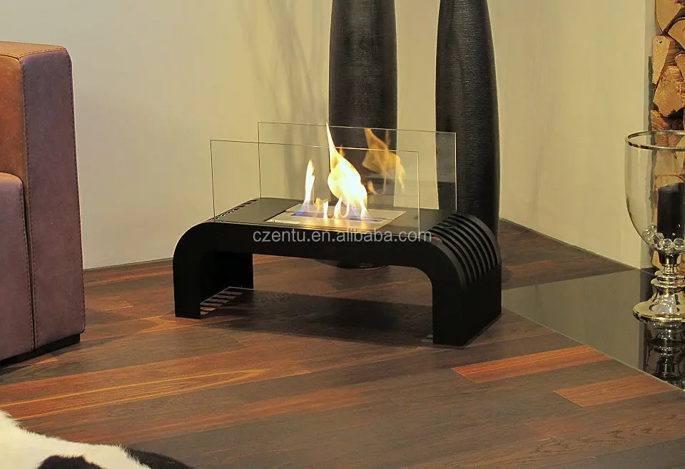 Cheap Black Stainless Steel Bioethanol Small Fireplace Mantel Home