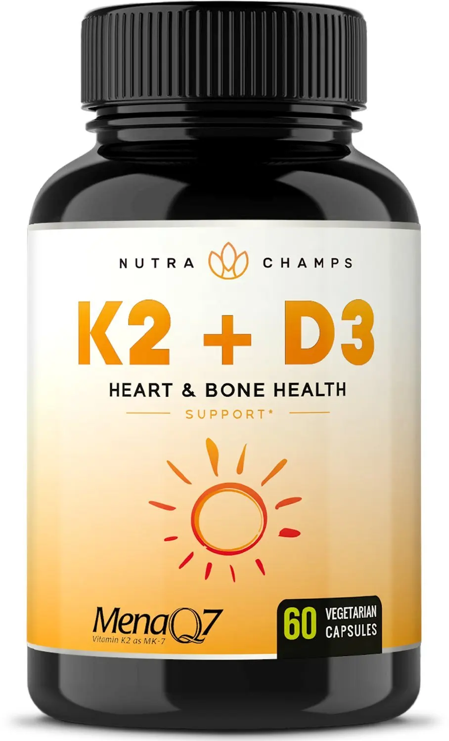 Vitamin K2 MK7 with D3 Supplement for Strong Bones & Healthy Heart - Premium Vitamin D & K Complex - 5000 IU of Vitamin D 3 & 100 mcg of MenaQ7 Vitamin K 2 MK-7-60 Small Vegan Capsules