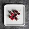 OEM custom made funny white color effect square china ceramic tray porcelain fruit plate rectangle