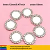 12MM inner Round Clear Silver Setting Blank with Rhinestones metal button cap flat back For bow DIY ALRMB058