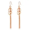 New face-lift double twisted tassel earrings silver Reverse super fairy ear wire Wild reverse three-line earrings
