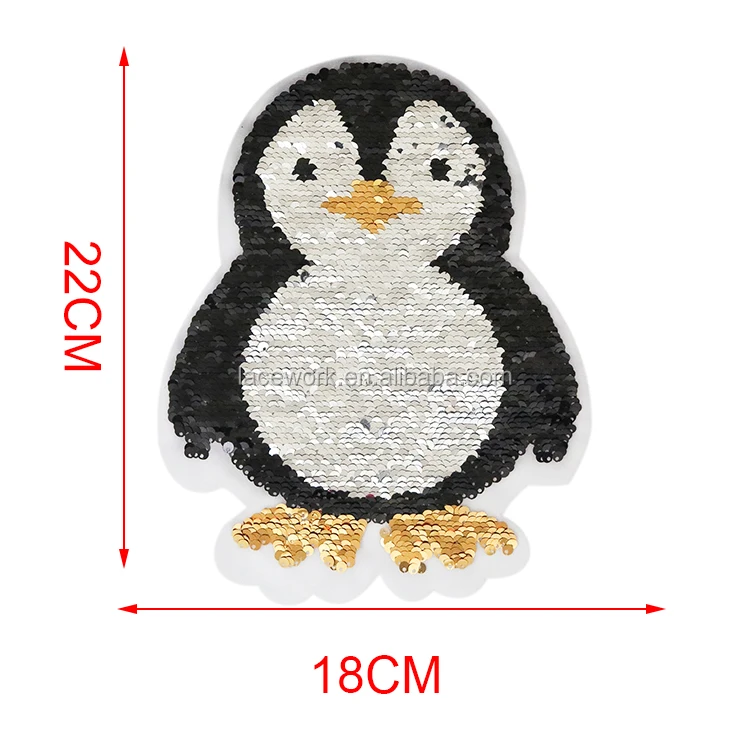 Winter Green Embroidered Iron On Applique Patch Penguin Bird