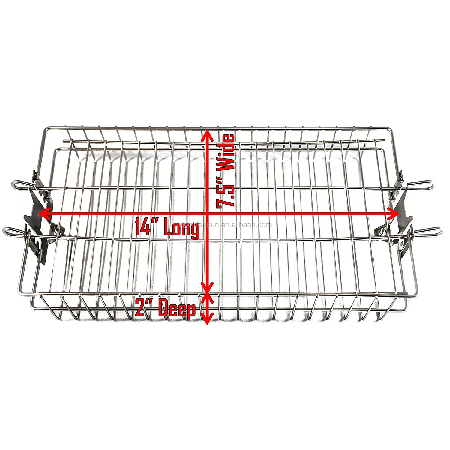 Stainless Steel Flat Spit Rotisserie Bbq Grill Basket Barbecue