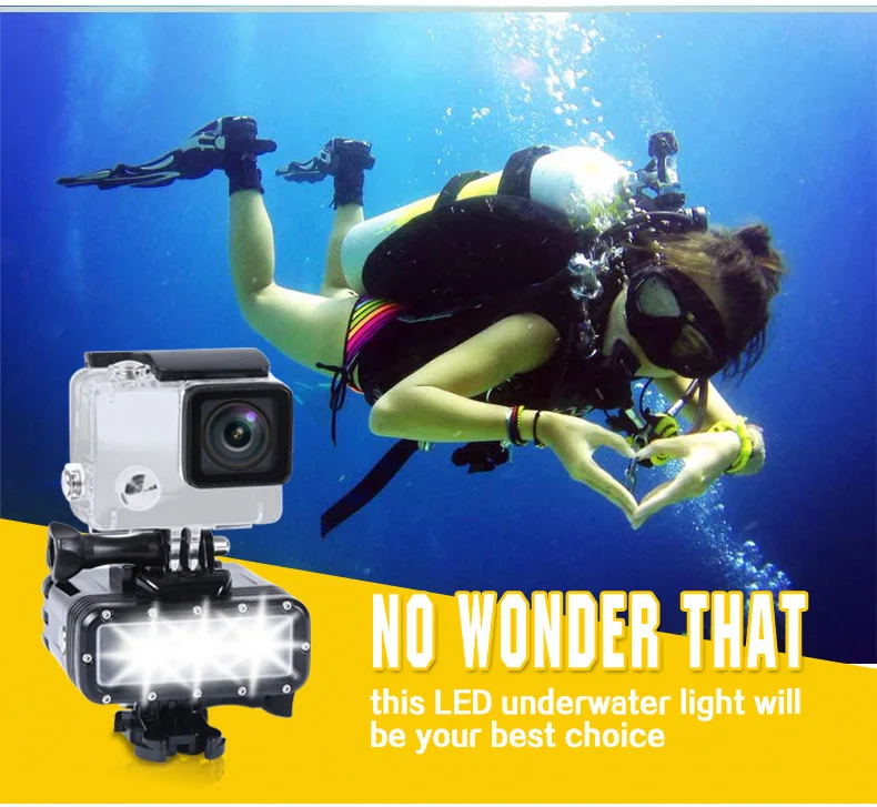 Tolifo HF-0302 2000mAh Dimmable Waterproof Underwater Led Video Light with Built-in Battery Diving Flash Light