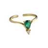 925 silver 18k gold plated emerald green CZ diamond ring