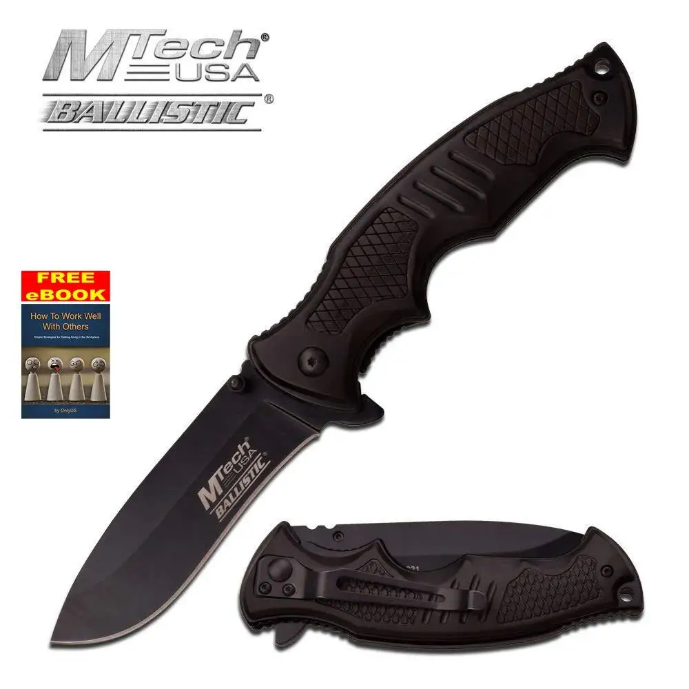 Mtech Ballistic Series Black Spring Assisted Assist Knife Knives #A921BK + free eBook by OnlyUS