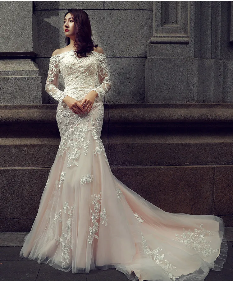 Jancember Rsm66353 Real Wedding Gown Korean Style Elegant Mermaid Court ...